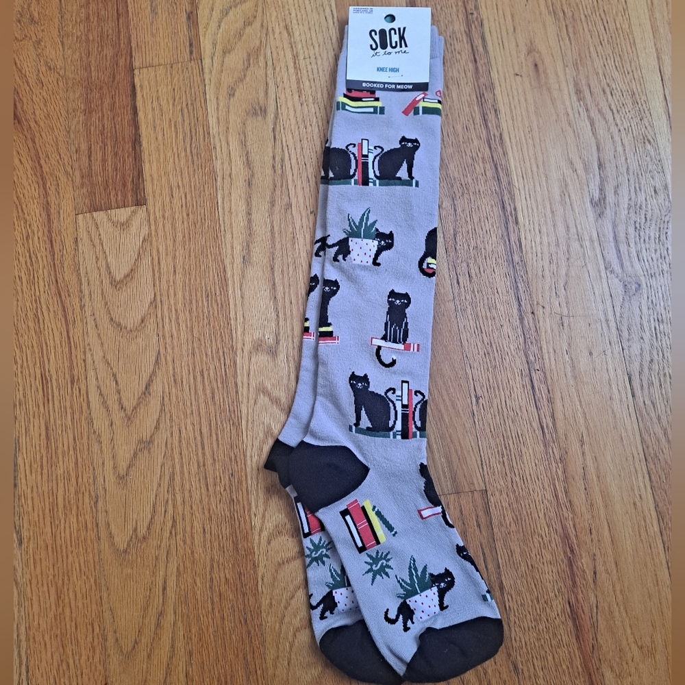 NWT "Sock it to Me" Knee High Black Cat Socks
